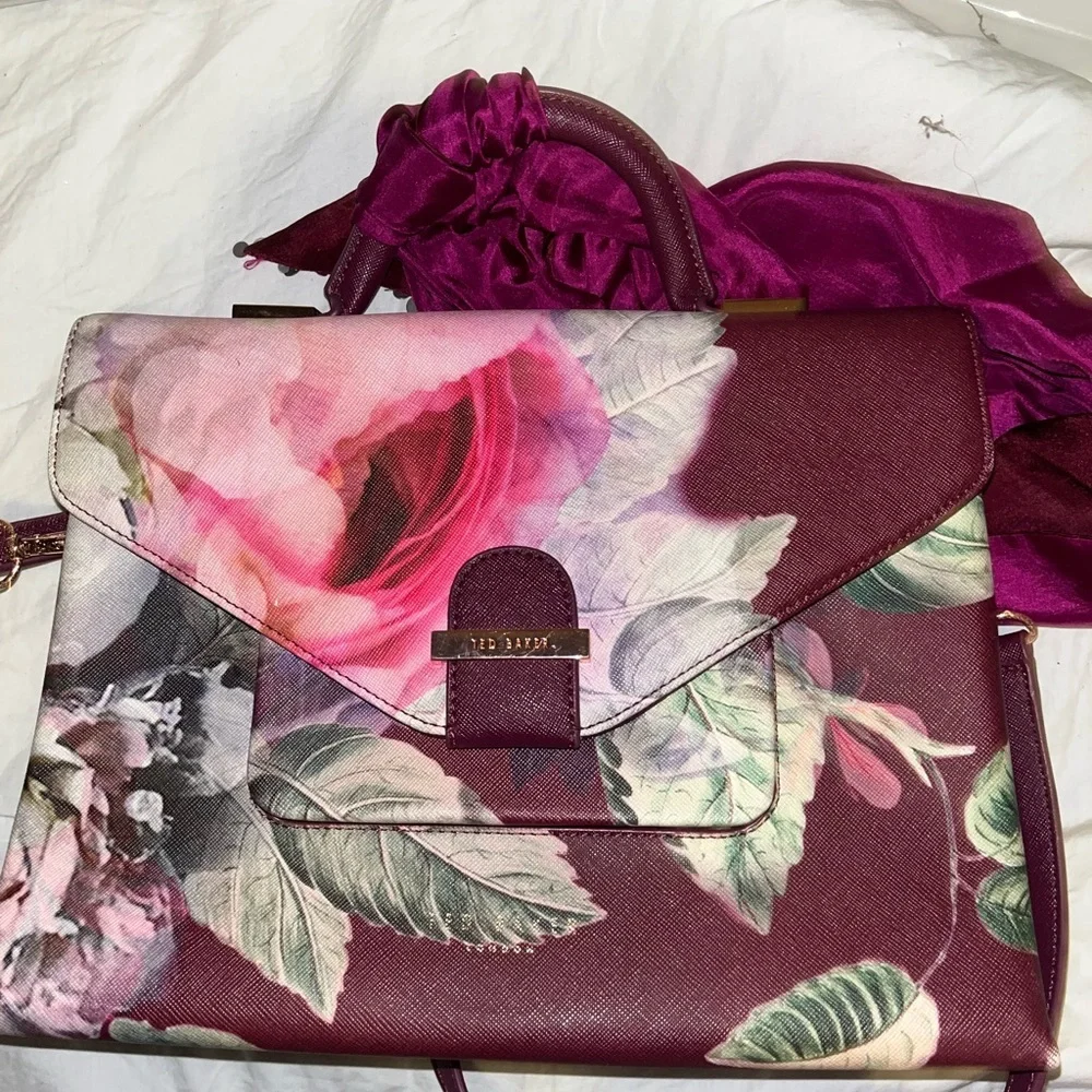 Ted Baker London Floral Burgundy Satchel